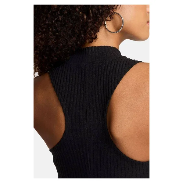 Nike Tight Fit Mock Neck Crop Tank Top Kadın Crop Dar Kesim Yüksek Yaka Fitilli Jarsey Atlet Siyah - Görsel 5