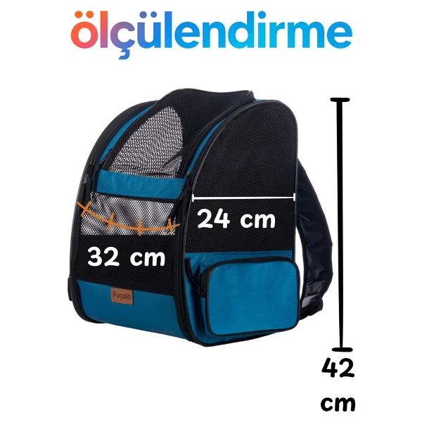 Pugalo Airmove Premium Kedi Köpek Taşıma Çantası Silinebilir Yırtılmaz Fileli Bükülmez Gövde (Mavi) - Görsel 5
