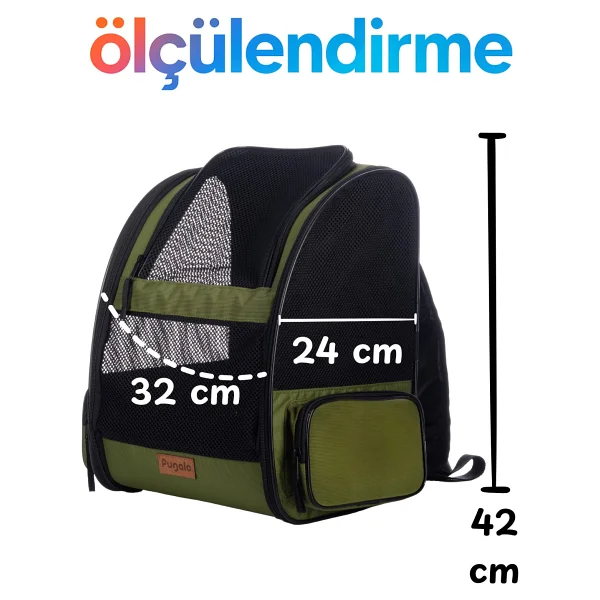 Pugalo Airmove Premium Kedi Köpek Taşıma Çantası Silinebilir Yırtılmaz Fileli Bükülmez Gövde (Yeşil) - Görsel 5