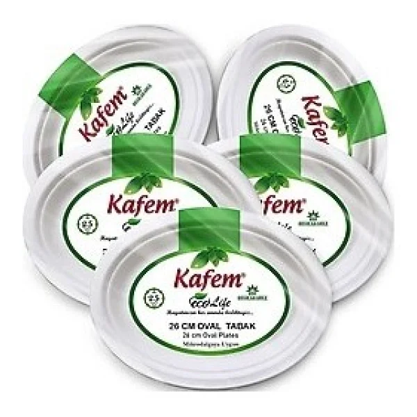 Kafem Ekolojik Karton Oval Tabak 26 Cm 25 Adet - Görsel 2