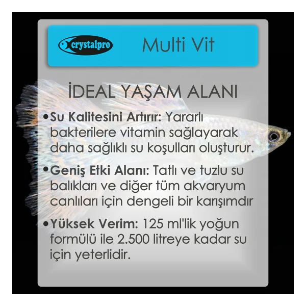 Crystalpro Multi Vit Fresh Water Balık Vitamini 125 Ml - Görsel 2