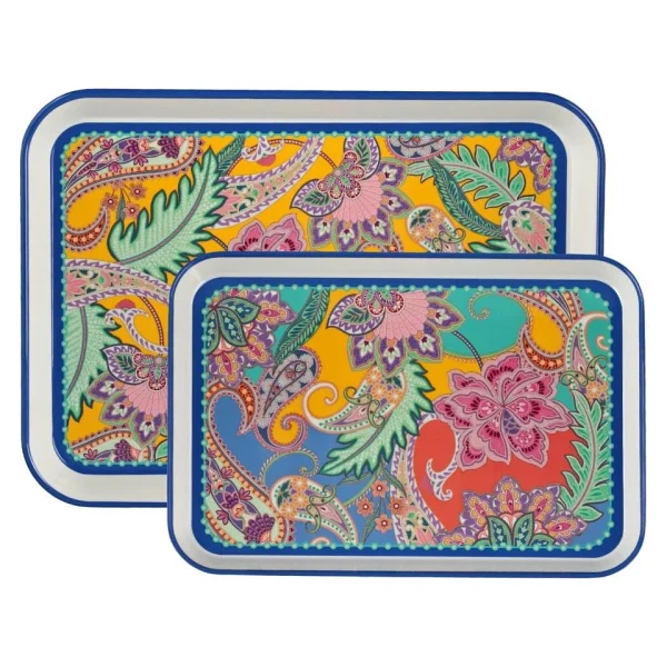 Luckyart Lucky Art Paiselle Melamin 2li Tepsi Seti Renkli 25 X 24,5 Cm Ebatlı Kullanışlı Set - Yok - Görsel 2