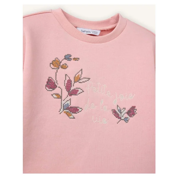 Defacto Fırfır Detaylı Çiçekli Sweatshırt Kız Bebek G8046a526sp - Pembe-Pn636 - 5 - 6 Yaş - Görsel 2