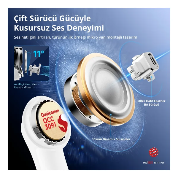 Earfun Air Pro 4 Plus TWS Beyaz Kulak İçi Bluetooth Kulaklık - Görsel 2