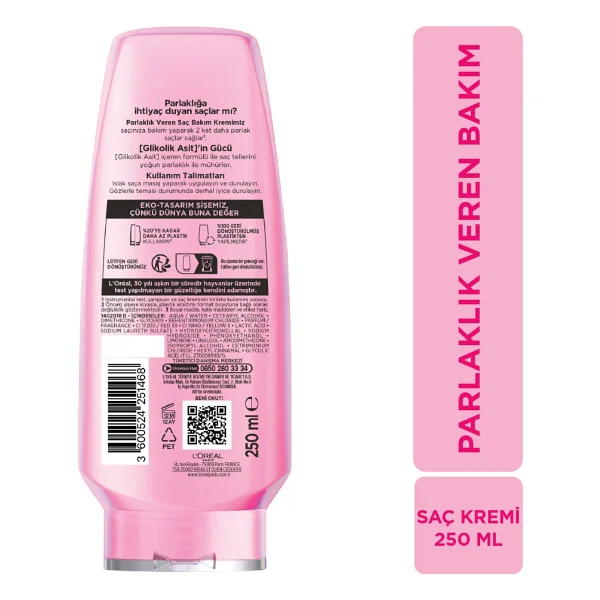 L'oreal Paris Elseve Glycolic Gloss Parlaklık Veren 250 Ml Saç Kremi - Görsel 8