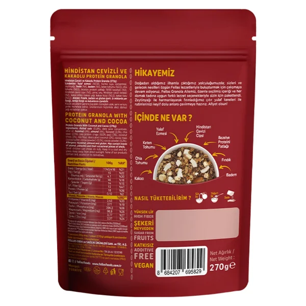 Fellas Protein Granola - Hindistan Cevizi & Kakao (270 G) - Görsel 6