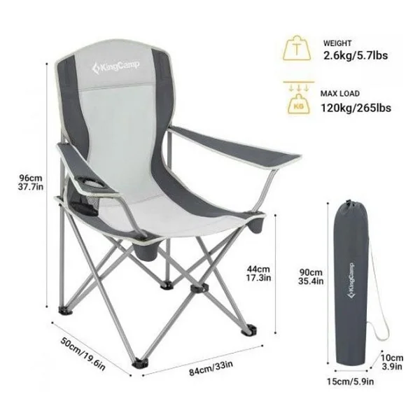 Kingcamp Cedar Deluxe Mavi-Gri Katlanır Kamp Sandalyesi - Görsel 6