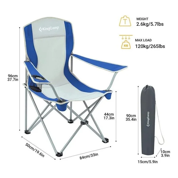 Kingcamp Cedar Deluxe Mavi-Gri Katlanır Kamp Sandalyesi - Görsel 7