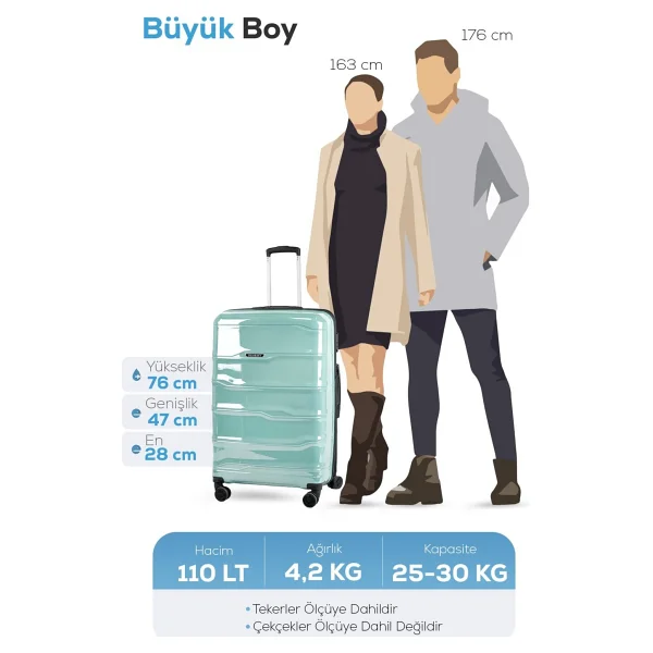 Polo&Sky Azra Polipropilen Büyük Boy Valiz - Görsel 5