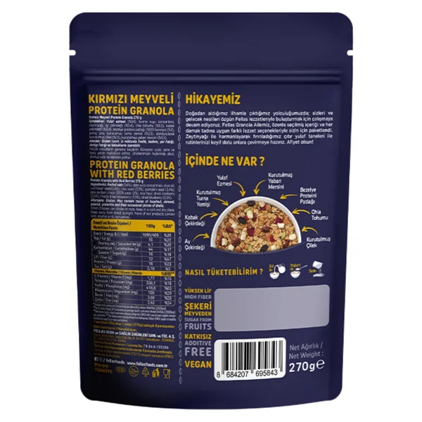 Fellas Protein Granola - Kırmızı Meyveler (270 G) - 3'lü Paket - 810 Gr - Görsel 6