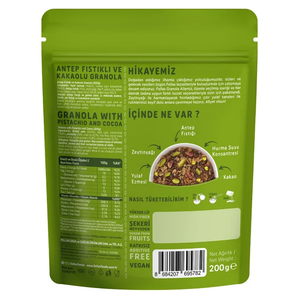 Fellas Granola - Antep Fıstığı & Kakao (200 G) - 3'lü Paket - 600 Gr - Görsel 9