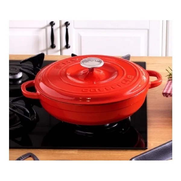 Lava New Heritage Kırmızı 28 Cm Basık Döküm Tencere - Görsel 4