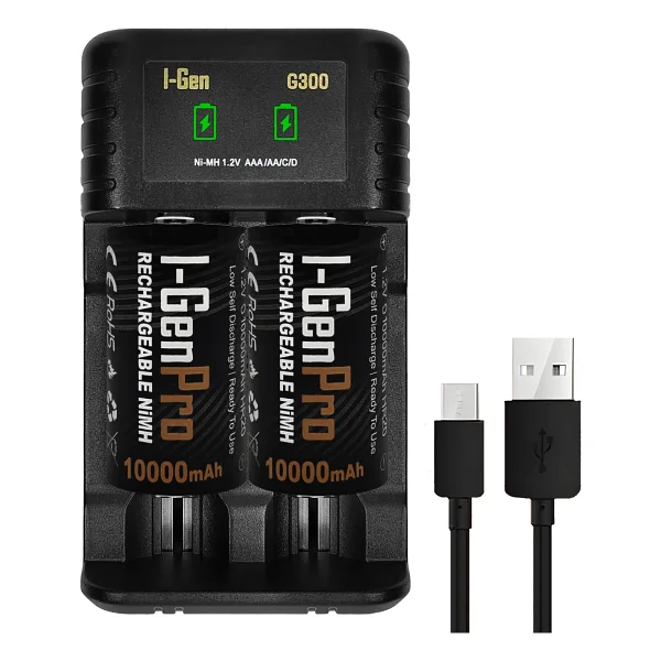 I-Gen G32d Pil Şarj Aleti + 10000 mAh 2'li Şarjlı D Büyük Boy Pil - Görsel 7