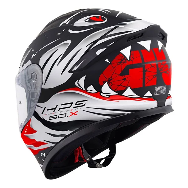 Givi 50.X Sharkbite Mat Siyah Beyaz Kırmızı Full Face Motor Kaskı - Görsel 3