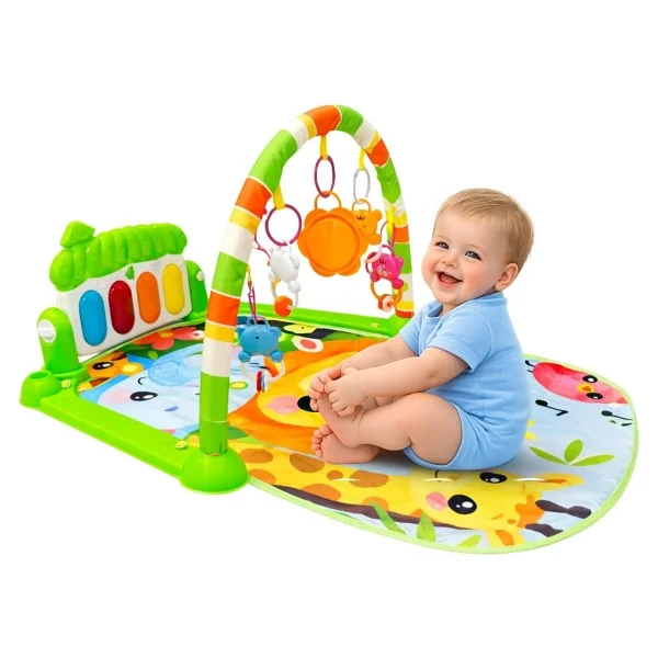 Hak-İş Oyuncak Piyanolu Orman Desenli Bebek Oyun Halısı - 0+ Ay, Hayvan Figürlü Işıklı Ve Müzikli Gelişim Matı - Turuncu - 76 X 60 X 45 Cm - Görsel 4