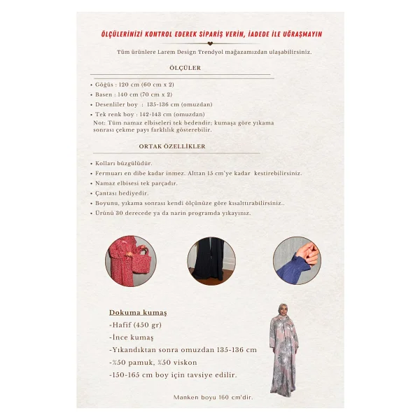 Larem Design Namaz Elbisesi - Bej - Standart - Görsel 7
