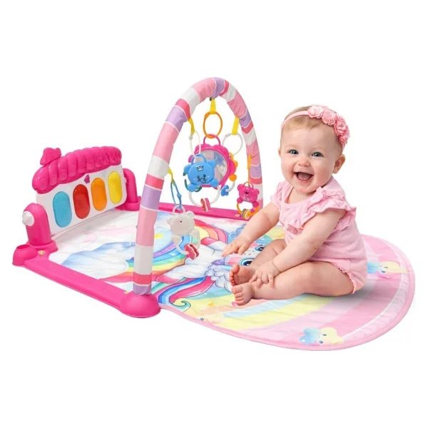 Hak-İş Oyuncak Piyanolu Unicorn Desenli Bebek Oyun Halısı - 0+ Ay, Hayvan Figürlü Işıklı Ve Müzikli Gelişim Matı - Pembe - 76 X 60 X 45 Cm - Görsel 3