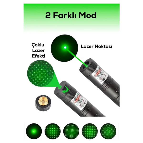 10 Km Menzilli Şarj Edilebilir Yeşil Lazer Pointer Seti - 5200mah Çift Bataryalı & Güvenlik Kilidi - Görsel 3