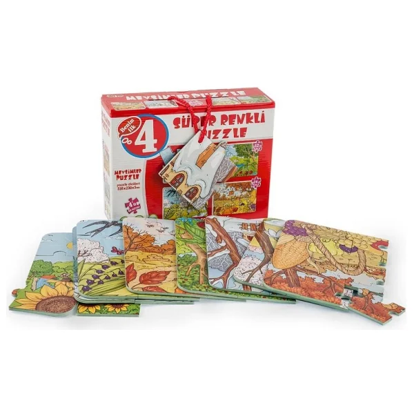 Diytoy Mevsimler Süper Renkli 4'lü Puzzle - Görsel 2