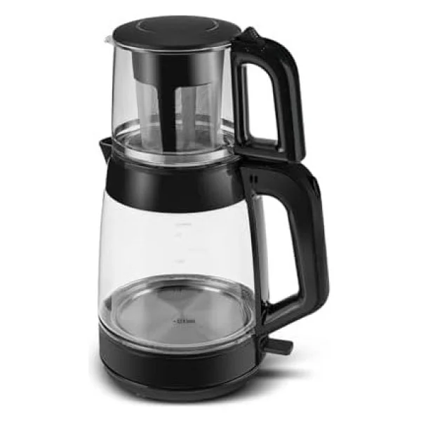 Karaca Glass Tea XL 2in1 Shiny Black Cam Çay Makinesi - Görsel 2