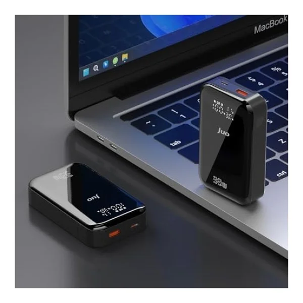 Juo 10000 mAh 33w LED Watt Amper Göstergeli USB-A Type-C Powerbank Taşınabilir Hızlı Şarj Cihazı - Görsel 4