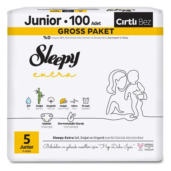 Sleepy Extra Günlük Aktivite 5 Numara Junior 100'lü Bebek Bezi - Görsel 2