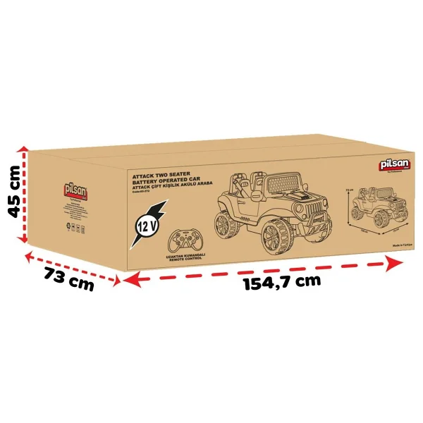 Pilsan Attack 05-272 Çift Kişilik 12 V Uzaktan Kumandalı Akülü Araba - Görsel 4