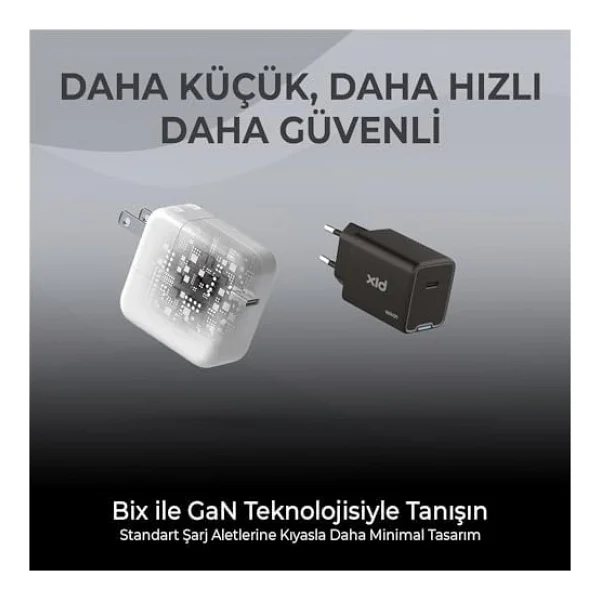 Bix Bx1p45g 45 W Siyah Hızlı Şarj Adaptörü - Görsel 4