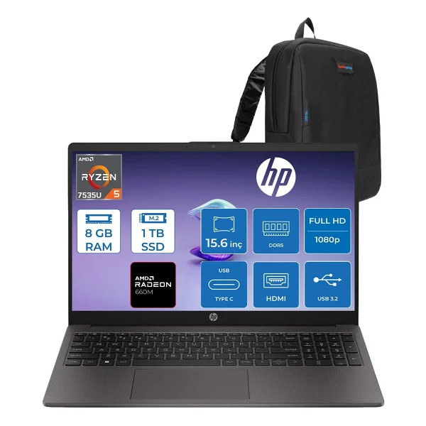 Hp 255r G10 D30m3et Ryzen 5 7535u 16 GB 1 TB SSD Radeon 660m 15.6" Full HD Notebook - Görsel 8
