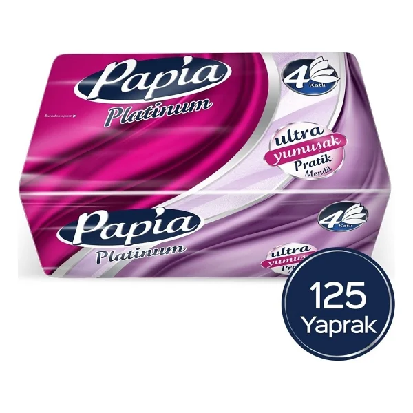 Papia Platinum Pratik Mendil 125 Yaprak (4 Katlı) 500 Yaprak (4pkx125) - Görsel 2