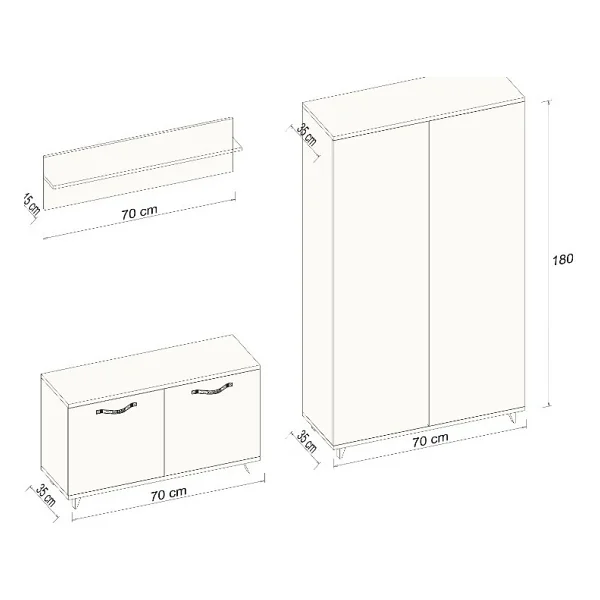 Aeka Ae-3041 Eras Lüx Vestiyer Ayakkabılık Portmanto Takımı - Görsel 3