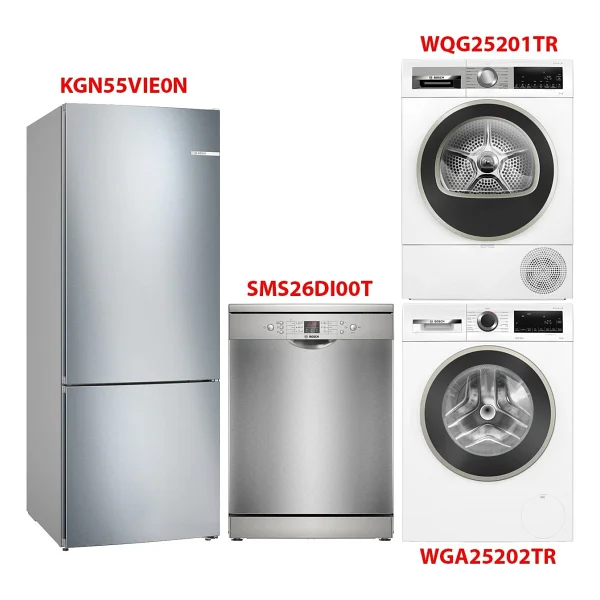Bosch Kgn55vıe0n - Wga25202tr - Wqg25201tr - Sms26dı00t Beyaz Eşya 4'lü Set - Görsel 6