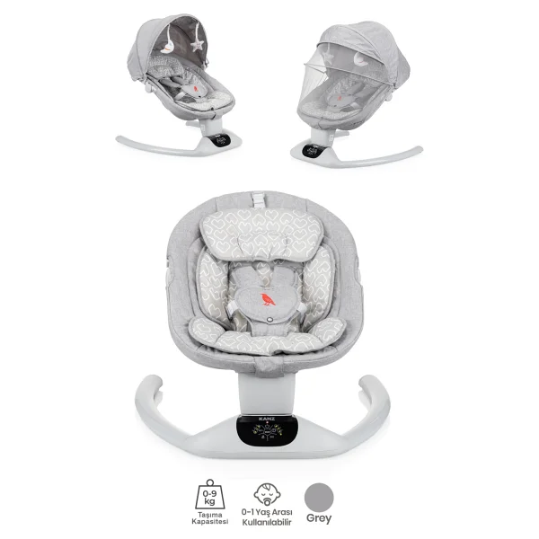 Kanz Starling Gri Elektrikli Ana Kucağı 0-9 Kg Kapasite 3 Noktalı Emniyet Kemeri Özellikli - 400 A - Görsel 4