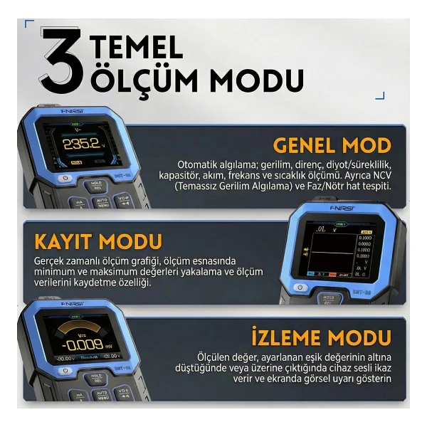 Fnirsi Dmt-99 Akıllı Ekranlı Dijital Multimetre - Görsel 3