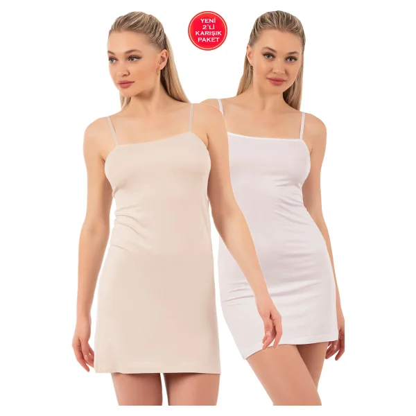 Özkan Underwear 7126 Kadın İp Askılı Viskon Atlet Kombinezon Jüpon Astar - Siyah - Görsel 10