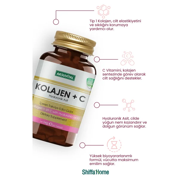 Aksu Vital Kolajen +C Vitamini Ve Hyaluronik Asit 60 Tablet - Görsel 3