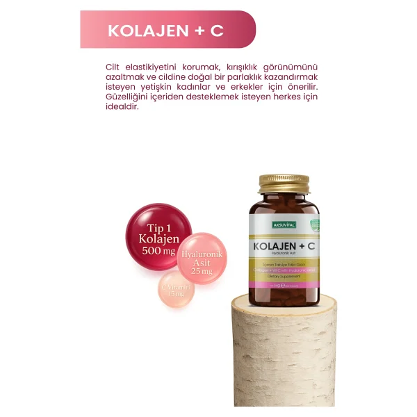 Aksu Vital Kolajen +C Vitamini Ve Hyaluronik Asit 60 Tablet - Görsel 5