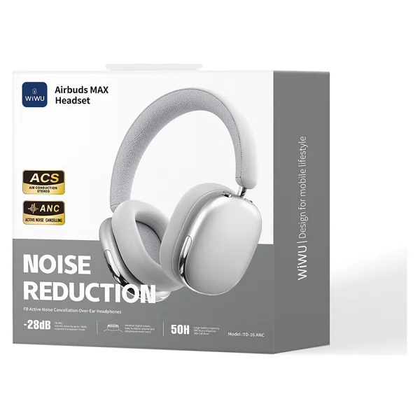 Wiwu Airbuds Max Td-16 ANC Gümüş Kulak Üstü Bluetooth Kulaklık - Görsel 7