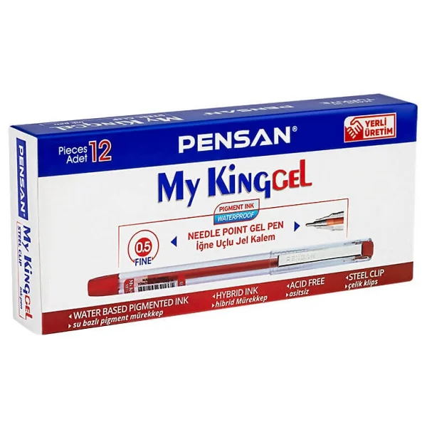 Pensan 6405 My King 0.5 Mm 12'li Jel Kalem Kırmızı - Görsel 2