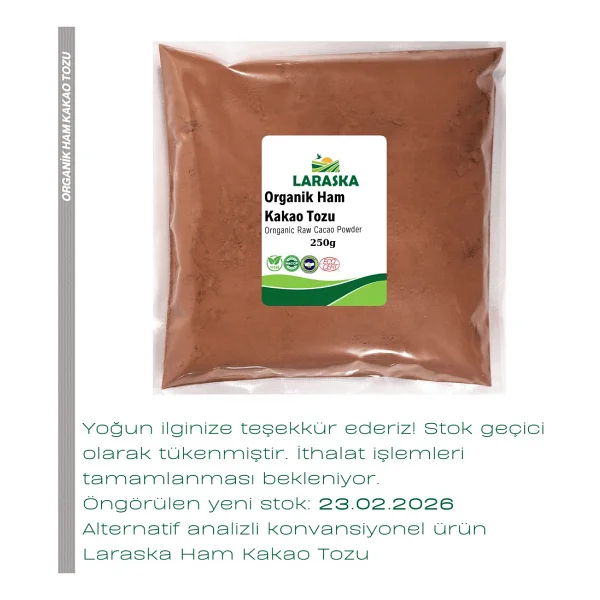 Laraska Organik Ham Kakao Tozu 250 Gr - Görsel 2