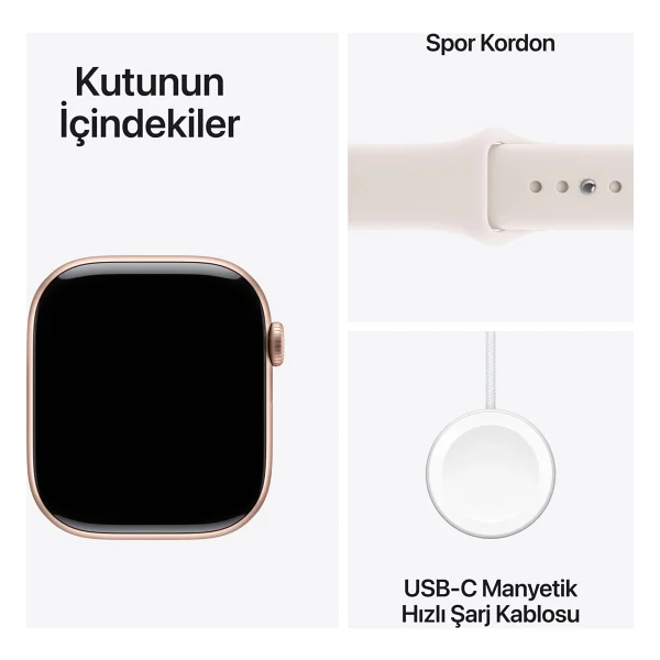 Apple Watch Series 11 GPS 42mm Roze Altın Rengi Alüminyum Kasa Ve Bulut Pembesi Spor Kordon Akıllı Saat - Görsel 10