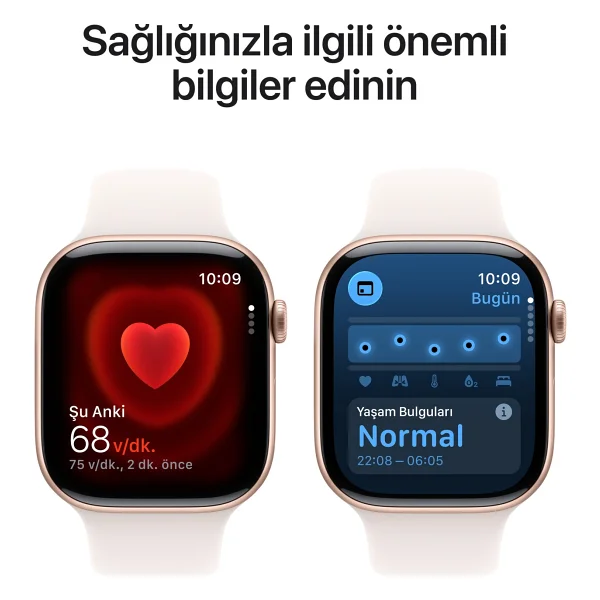 Apple Watch Series 11 GPS 42mm Roze Altın Rengi Alüminyum Kasa Ve Bulut Pembesi Spor Kordon Akıllı Saat - Görsel 7