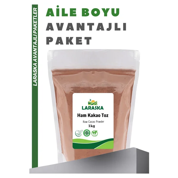 Laraska Natural Ham Kakao Toz 1kg - Raw Cacao Powder Aile Boyu Paket - 1 Kg - Görsel 7