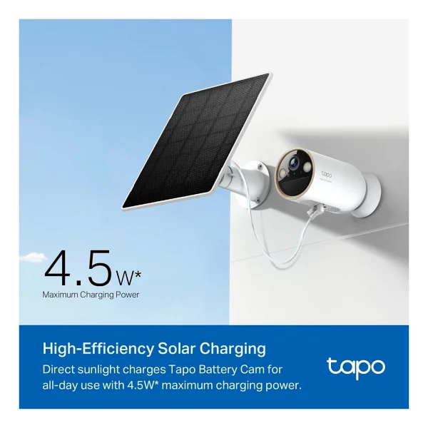 Tp-Link Tapo A202 Akıllı Güvenlik Kameraları Için Güneş Paneli 4.5w Yüksek Verimli Şarj 4 Metre Kablo Ip65 Su Geçirmez Monokristal Silikon Hücreler Kesintisiz Güç Kaynağı - Görsel 6