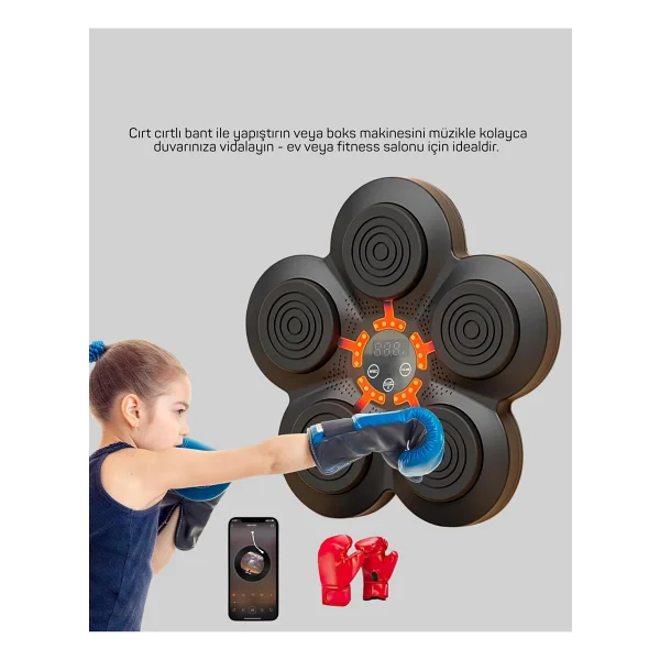 Marsilyan Evde Fitness Için Akıllı Boks Makinesi Işıklı Vuruş Noktalı Bluetoothlu - 1 - 2 Yaş - Renkli - Görsel 5