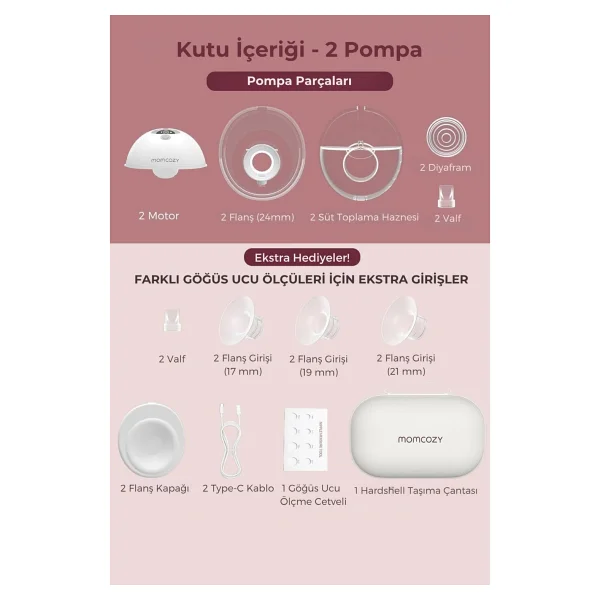 Momcozy M5 Pro Kablosuz Çiftli Giyilebilir Göğüs Pompası - Görsel 2