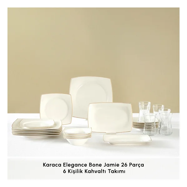 Karaca Elegance Bone Jamie 26 Parça 6 Kişilik Kahvaltı Takımı - Görsel 4