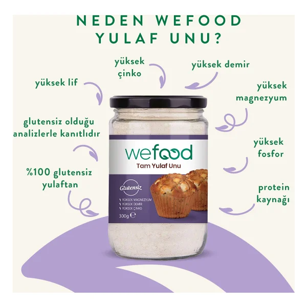 Wefood 300 Gr Glutensiz Tam Yulaf Unu - Görsel 2