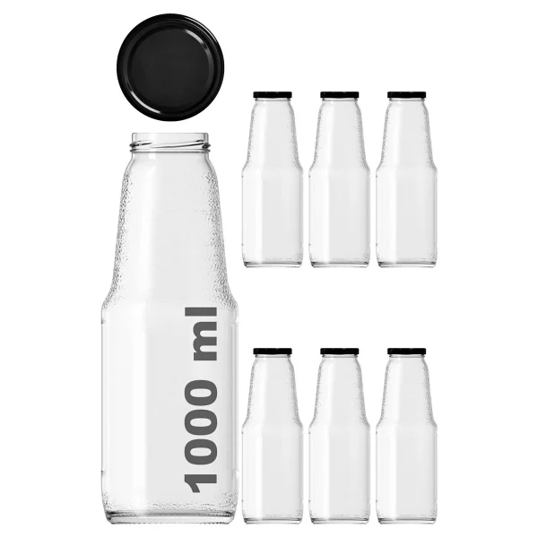 Afracam 1000 Cc Şeffaf Meyve Suyu, Limonata Şişesi Metal Konserve Kapaklı 1000 Ml Yuvarlak Cam Şişe 1 Adet - 1 Lt - Görsel 8
