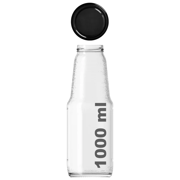 Afracam 1000 Cc Şeffaf Meyve Suyu, Limonata Şişesi Metal Konserve Kapaklı 1000 Ml Yuvarlak Cam Şişe 1 Adet - 1 Lt - Görsel 7